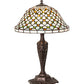 Meyda Lighting Diamond & Jewel 22" Mahogany Bronze Table Lamp With Multi-Colored Stained Shade Glass