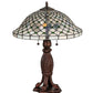 Meyda Lighting Diamond & Jewel 25" 2-Light Mahogany Bronze Table Lamp With Clear & Green Stained Shade Glass