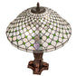 Meyda Lighting Diamond & Jewel 25" 2-Light Mahogany Bronze Table Lamp With Clear & Green Stained Shade Glass