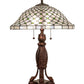 Meyda Lighting Diamond & Jewel 25" 2-Light Mahogany Bronze Table Lamp With Clear & Green Stained Shade Glass