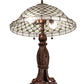 Meyda Lighting Diamond & Jewel 25" 2-Light Mahogany Bronze Table Lamp With Clear & Green Stained Shade Glass