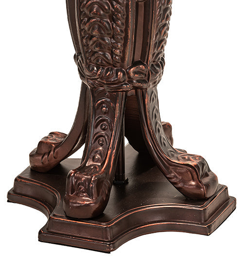 Meyda Lighting Diamond & Jewel 25" 2-Light Mahogany Bronze Table Lamp With Clear & Green Stained Shade Glass