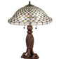 Meyda Lighting Diamond & Jewel 25" 2-Light Mahogany Bronze Table Lamp With Clear & Green Stained Shade Glass