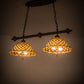 Meyda Lighting Diamond & Jewel 36" 4-Light Mahogany Bronze Island Pendant Light With Green & Beige Iridescent Shade Glass