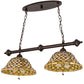 Meyda Lighting Diamond & Jewel 36" 4-Light Mahogany Bronze Island Pendant Light With Green & Beige Iridescent Shade Glass
