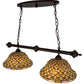 Meyda Lighting Diamond & Jewel 36" 4-Light Mahogany Bronze Island Pendant Light With Green & Beige Iridescent Shade Glass