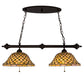 Meyda Lighting Diamond & Jewel 36" 4-Light Mahogany Bronze Island Pendant Light With Green & Beige Iridescent Shade Glass