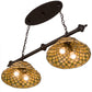 Meyda Lighting Diamond & Jewel 36" 4-Light Mahogany Bronze Island Pendant Light With Green & Beige Iridescent Shade Glass