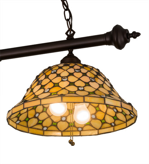 Meyda Lighting Diamond & Jewel 36" 4-Light Mahogany Bronze Island Pendant Light With Green & Beige Iridescent Shade Glass