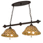 Meyda Lighting Diamond & Jewel 36" 4-Light Mahogany Bronze Island Pendant Light With Green & Beige Iridescent Shade Glass