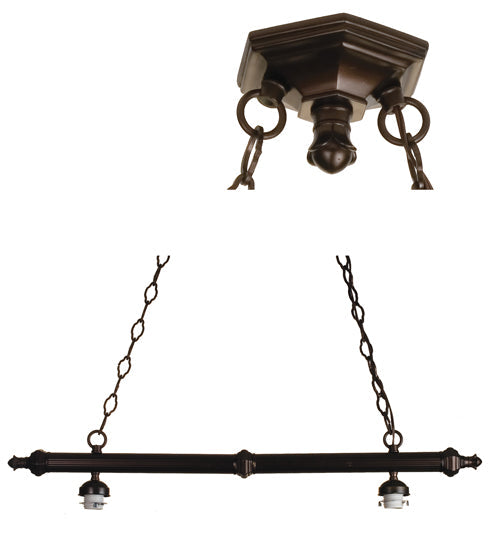 Meyda Lighting Diamond & Jewel 37" 2-Light Mahogany Bronze Island Pendant Light With Green & Beige Iridescent Shade Glass