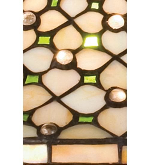 Meyda Lighting Diamond & Jewel 37" 2-Light Mahogany Bronze Island Pendant Light With Green & Beige Iridescent Shade Glass