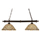 Meyda Lighting Diamond & Jewel 37" 2-Light Mahogany Bronze Island Pendant Light With Green & Beige Iridescent Shade Glass