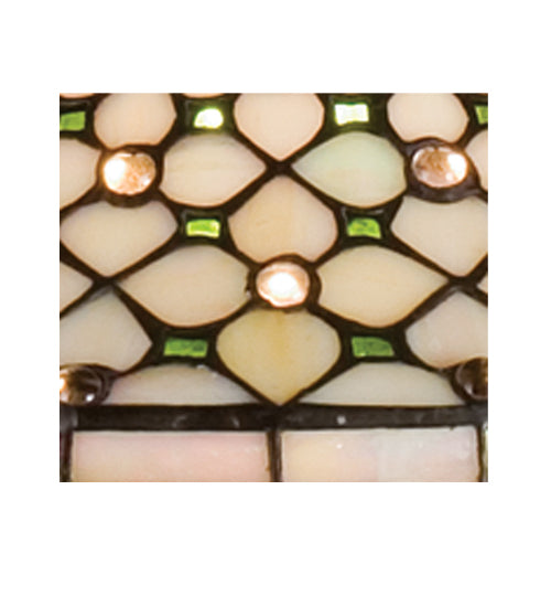 Meyda Lighting Diamond & Jewel 48" 3-Light Mahogany Bronze Island Pendant Light With Green & Beige Shade Glass