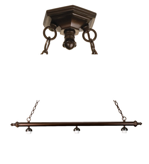 Meyda Lighting Diamond & Jewel 48" 3-Light Mahogany Bronze Island Pendant Light With Green & Beige Shade Glass