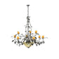 Meyda Lighting Diamond & Jewel 63" 12-Light 9-Arm Timeless Bronze Oak Leaf Chandelier With Amber Shade