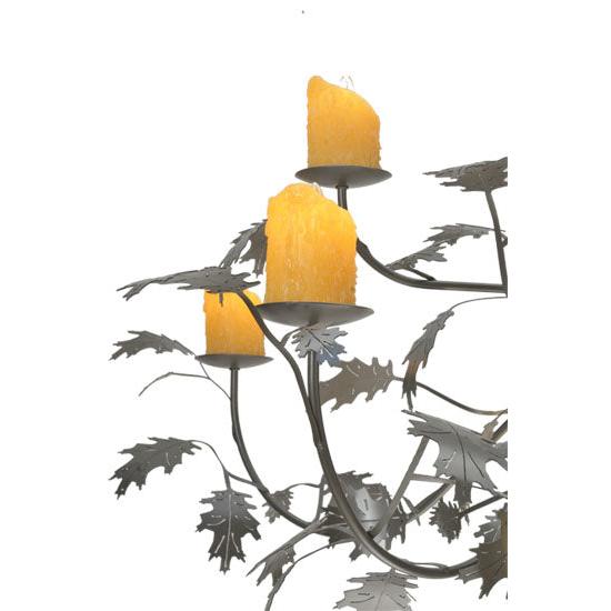 Meyda Lighting Diamond & Jewel 63" 12-Light 9-Arm Timeless Bronze Oak Leaf Chandelier With Amber Shade