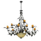 Meyda Lighting Diamond & Jewel 63" 12-Light 9-Arm Timeless Bronze Oak Leaf Chandelier With Amber Shade