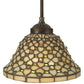 Meyda Lighting Diamond & Jewel 8" Mahogany Bronze Mini Pendant Light With Beige Iridescent Shade Glass