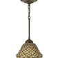 Meyda Lighting Diamond & Jewel 8" Mahogany Bronze Mini Pendant Light With Beige Iridescent Shade Glass