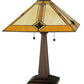 Meyda Lighting Diamond Mission 22" 2-Light Mahogany Bronze Table Lamp With Multi-Colored Shade Glass