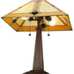 Meyda Lighting Diamond Mission 22" 2-Light Mahogany Bronze Table Lamp With Multi-Colored Shade Glass