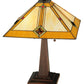 Meyda Lighting Diamond Mission 22" 2-Light Mahogany Bronze Table Lamp With Multi-Colored Shade Glass