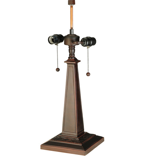 Meyda Lighting Diamond Mission 22" 2-Light Mahogany Bronze Table Lamp With Multi-Colored Shade Glass