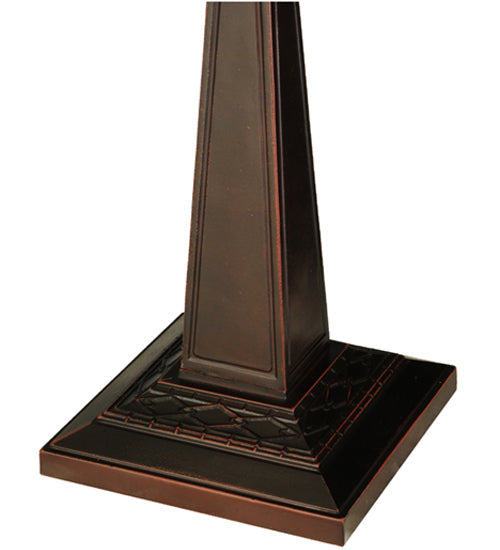 Meyda Lighting Diamond Mission 22" 2-Light Mahogany Bronze Table Lamp With Multi-Colored Shade Glass