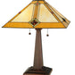 Meyda Lighting Diamond Mission 22" 2-Light Mahogany Bronze Table Lamp With Multi-Colored Shade Glass