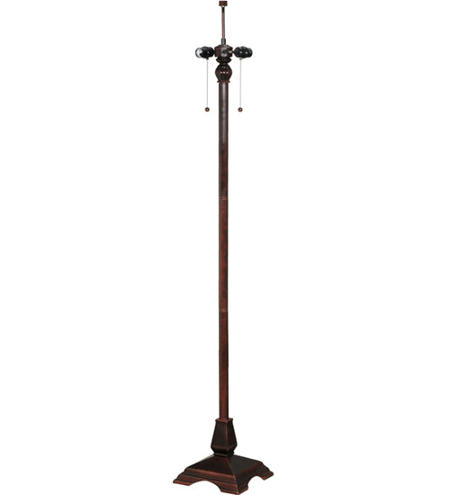 Meyda Lighting Diamond Mission 62" 2-Light Mahogany Bronze Floor Lamp With Multi-Colored Shade Glass