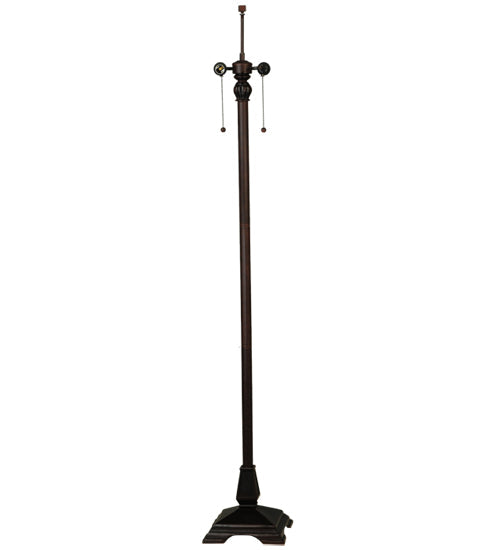 Meyda Lighting Diamond Mission 62" 2-Light Mahogany Bronze Floor Lamp With Multi-Colored Shade Glass