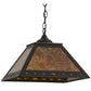 Meyda Lighting Diamond Trim 23" 2-Light Textured Black Pendant Light With Amber Mica Shade Glass