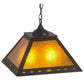 Meyda Lighting Diamond Trim 23" 2-Light Textured Black Pendant Light With Amber Mica Shade Glass
