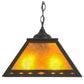 Meyda Lighting Diamond Trim 23" 2-Light Textured Black Pendant Light With Amber Mica Shade Glass
