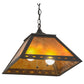 Meyda Lighting Diamond Trim 23" 2-Light Textured Black Pendant Light With Amber Mica Shade Glass