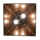 Meyda Lighting Diamond Trim 23" 2-Light Textured Black Pendant Light With Amber Mica Shade Glass