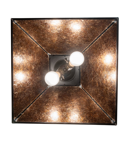 Meyda Lighting Diamond Trim 23" 2-Light Textured Black Pendant Light With Amber Mica Shade Glass