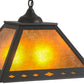 Meyda Lighting Diamond Trim 23" 2-Light Textured Black Pendant Light With Amber Mica Shade Glass