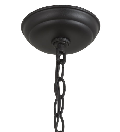 Meyda Lighting Diamond Trim 23" 2-Light Textured Black Pendant Light With Amber Mica Shade Glass