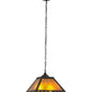 Meyda Lighting Diamond Trim 23" 2-Light Textured Black Pendant Light With Amber Mica Shade Glass