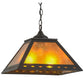 Meyda Lighting Diamond Trim 23" 2-Light Textured Black Pendant Light With Amber Mica Shade Glass