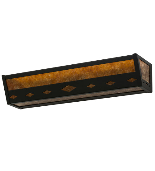 Meyda Lighting Diamond Trim 24" 4-Light Black Vanity Light With Amber Mica Shade Glass