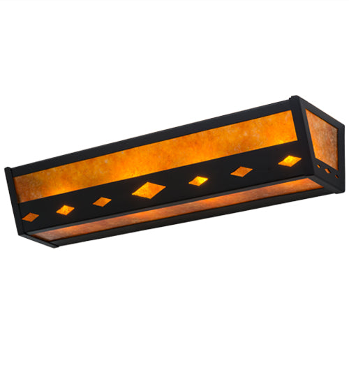 Meyda Lighting Diamond Trim 24" 4-Light Black Vanity Light With Amber Mica Shade Glass