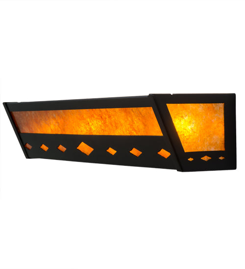 Meyda Lighting Diamond Trim 24" 4-Light Black Vanity Light With Amber Mica Shade Glass