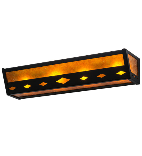 Meyda Lighting Diamond Trim 24" 4-Light Black Vanity Light With Amber Mica Shade Glass