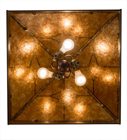 Meyda Lighting Diamond Trim 32" 3-Light Timeless Bronze Pendant Light With Amber Mica Shade Glass