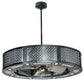 Meyda Lighting Diamond Turbine 44" 8-Light Black Chrome Chandelier With Chrome Diamondplate Shade and Silver Fan