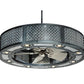 Meyda Lighting Diamond Turbine 44" 8-Light Black Chrome Chandelier With Chrome Diamondplate Shade and Silver Fan