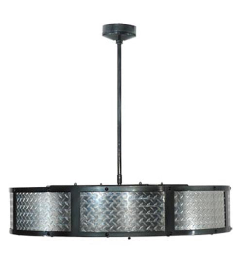 Meyda Lighting Diamond Turbine 44" 8-Light Black Chrome Chandelier With Chrome Diamondplate Shade and Silver Fan